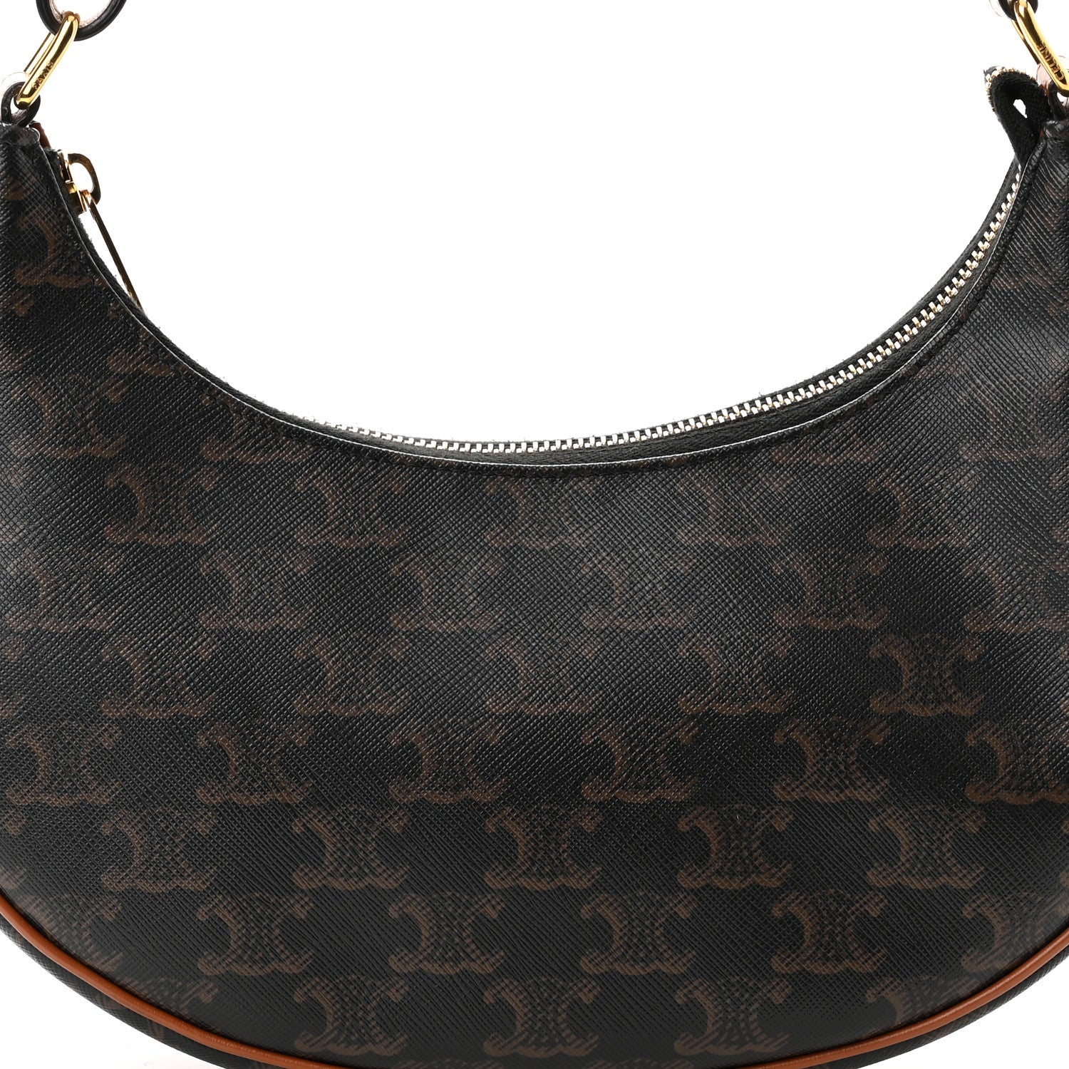 Celine Triomphe Canvas Calfskin Ava Shoulder Bag Tan 7 of 11