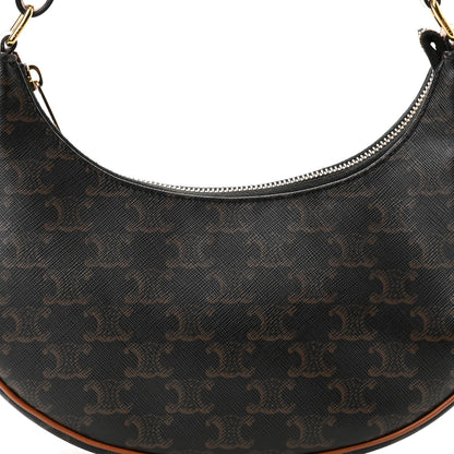 Celine Triomphe Canvas Calfskin Ava Shoulder Bag Tan 7 of 11