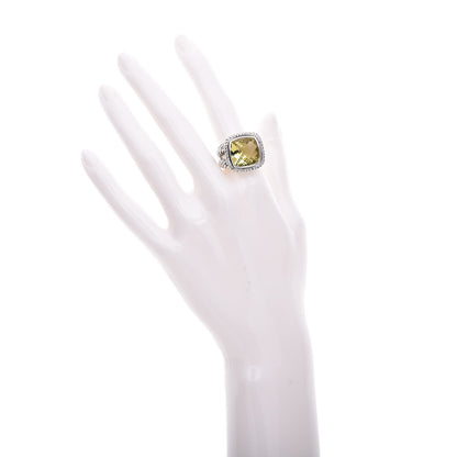 David Yurman Sterling Silver 18K White Gold Diamond Lemon Quartz 14mm Albion Ring 58 8.5 2 of 5