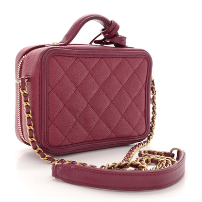 Chanel Caviar Quilted Small CC Filigree Vanity Case Burgundy 2 of 14