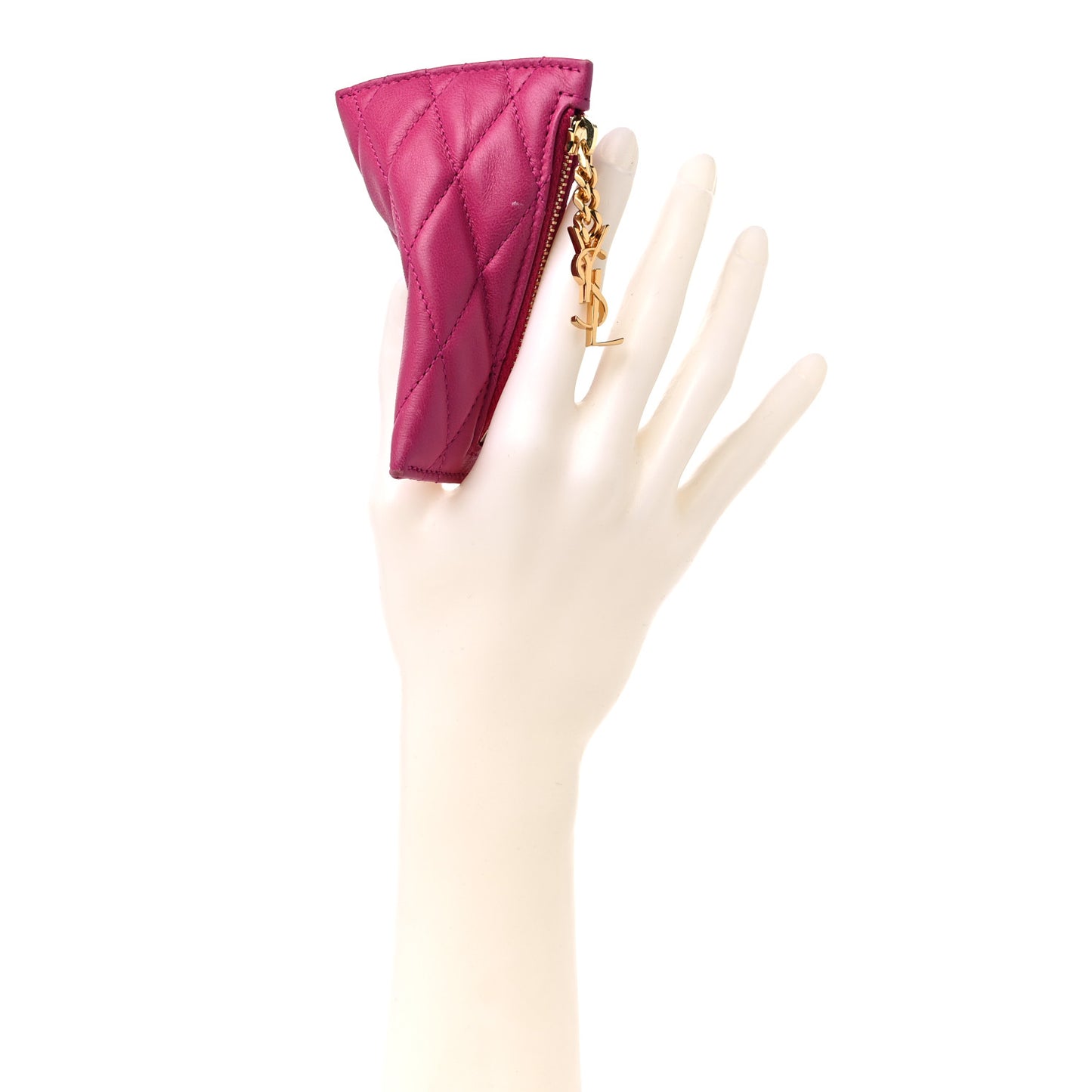 Lambskin Quilted Berlingo Bag Charm Fuchsia