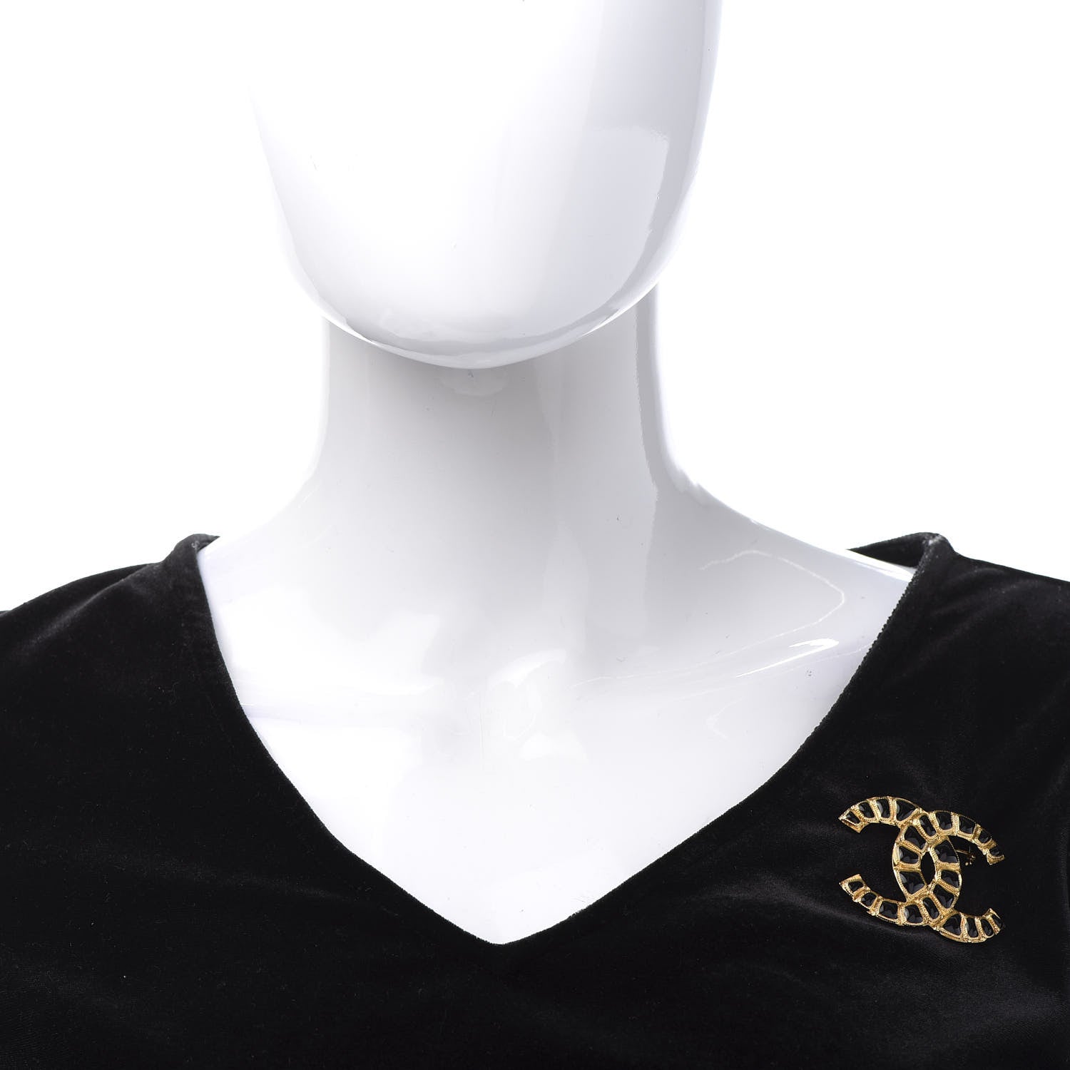 Chanel Gripoix Poured Glass Along The Nile CC Brooch Black Gold 2 of 5