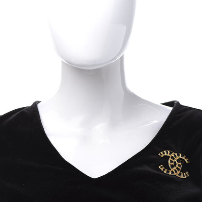 Chanel Gripoix Poured Glass Along The Nile CC Brooch Black Gold 2 of 5