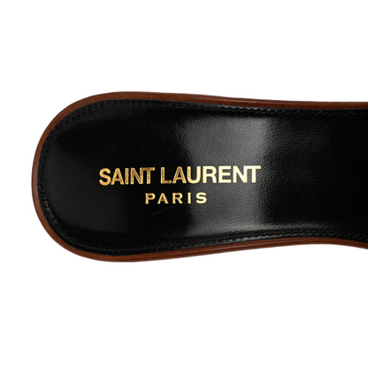Saint Laurent Calfskin Tribute 85 Slide Sandals 38 Amber 6 of 11