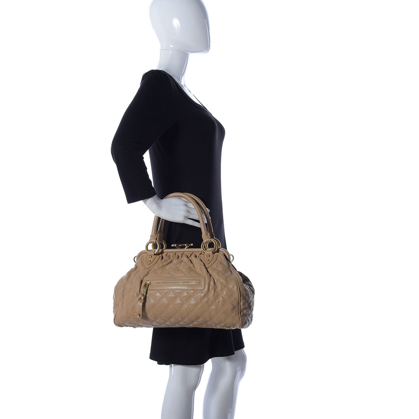 Calfskin Quilted Stam Beige