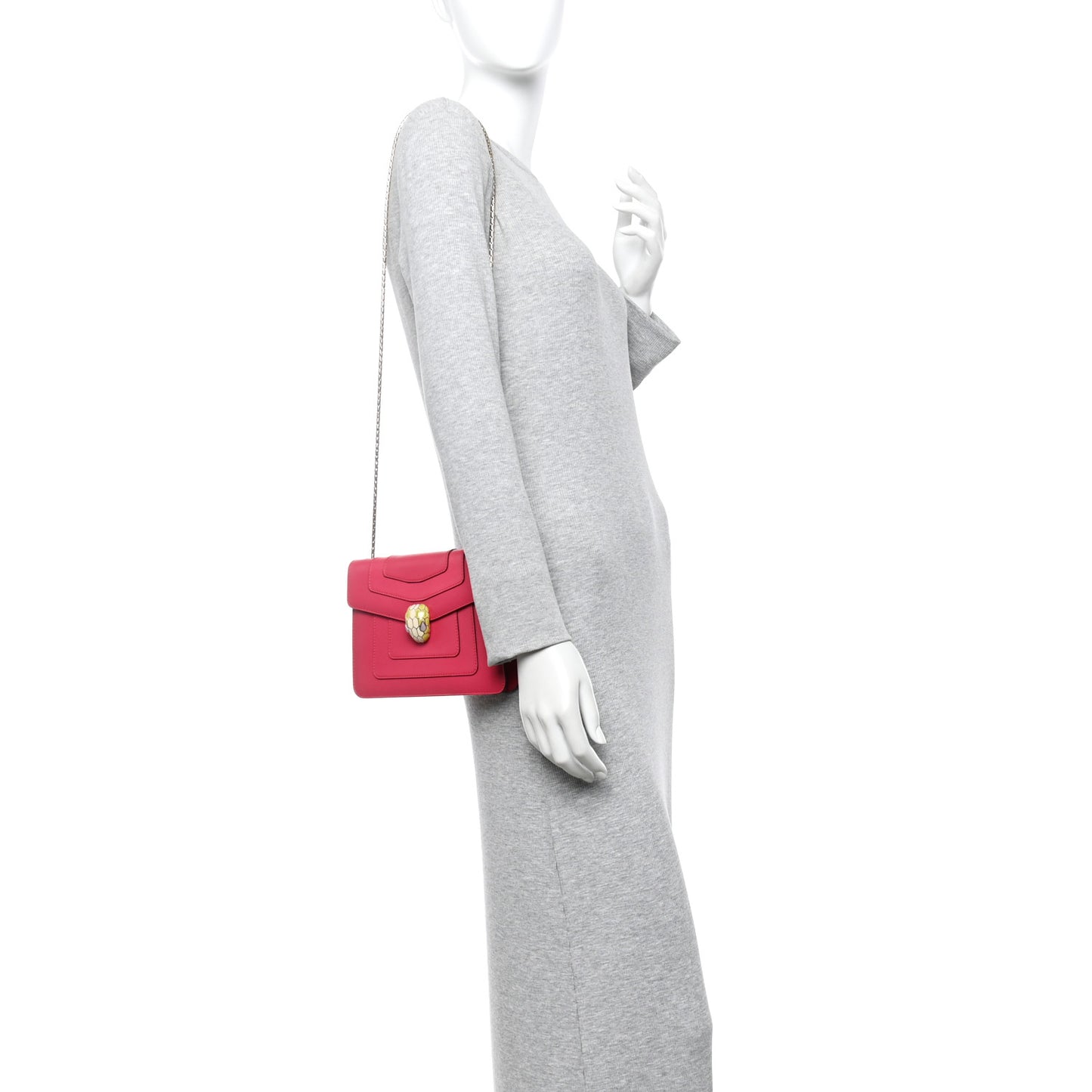 Calfskin Small Serpenti Forever Snake Strap Crossbody Bag Pink