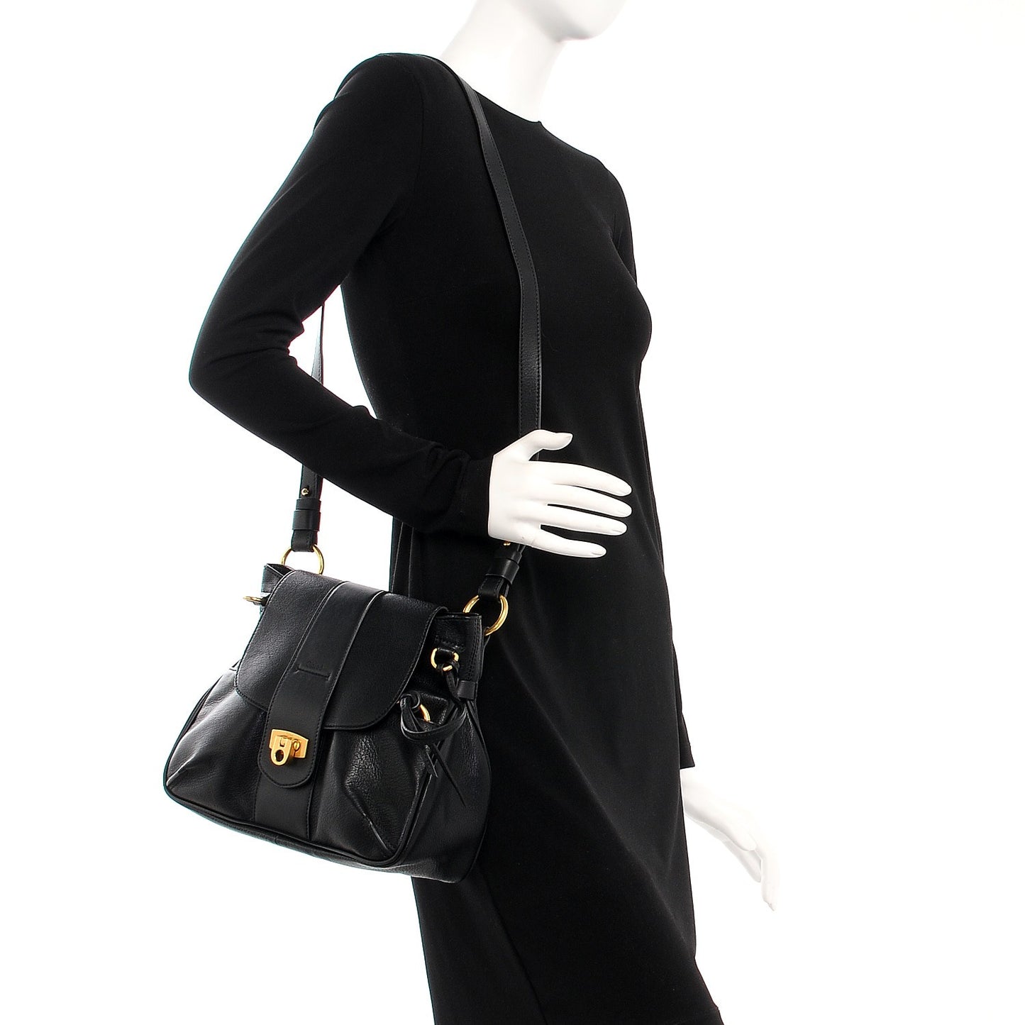 Lambskin Small Lexa Shoulder Bag Black