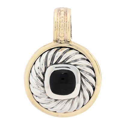 David Yurman Sterling Silver 14K Yellow Gold Black Onyx 7mm Albion Pendant 1 of 3
