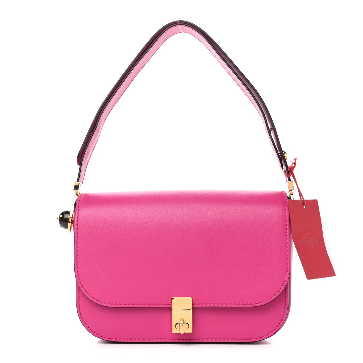 Vitello Turnlock Flap Shoulder Bag Deep Cyclamin
