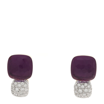 Pomellato 18K Rose White Gold Diamond Amethyst Nudo Earrings 1 of 4