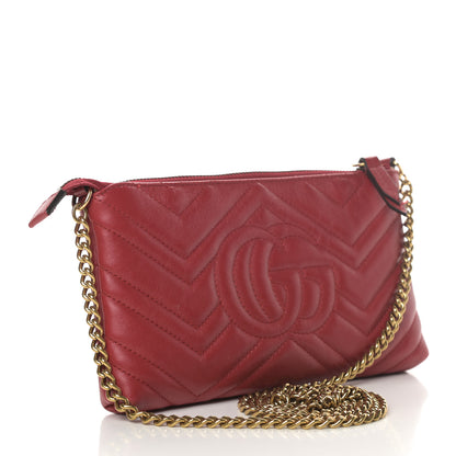 Gucci Calfskin Matelasse Mini GG Marmont Chain Bag Hibiscus Red 3 of 12