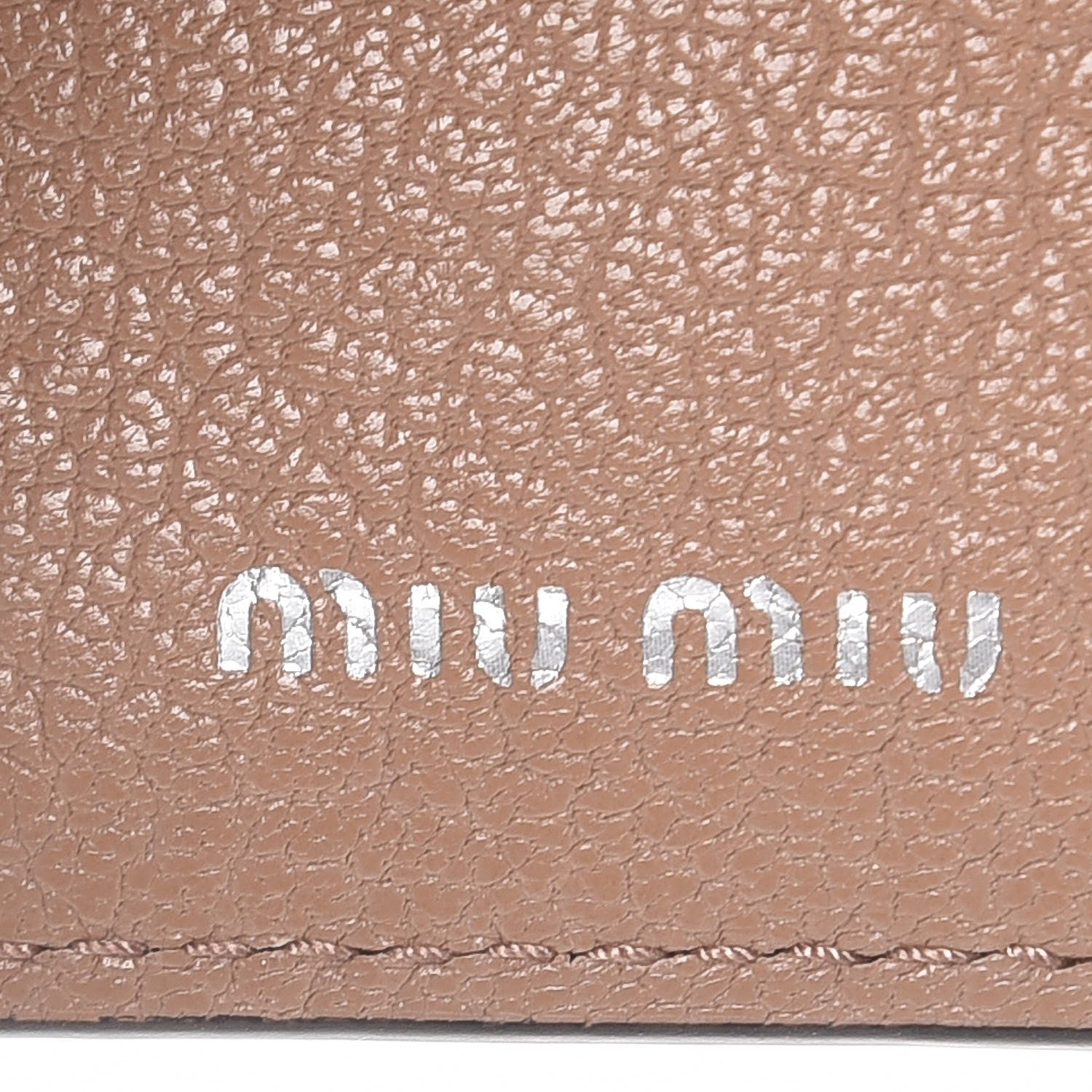 Miu Miu Goatskin Madras City Calf Compact Wallet Cammeo 6 of 8