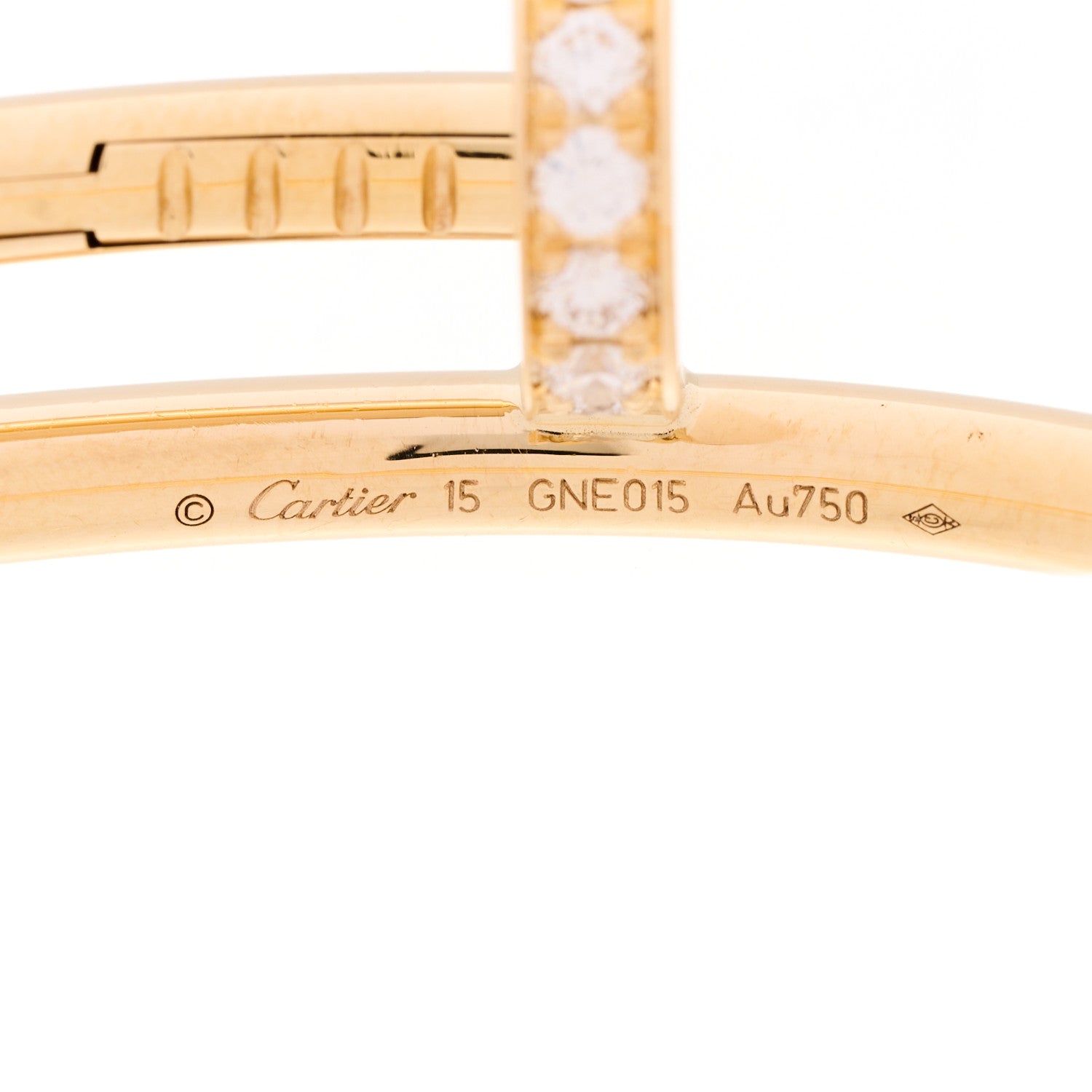 Cartier 18K Yellow Gold Diamond Juste Un Clou Bracelet 15 5 of 6