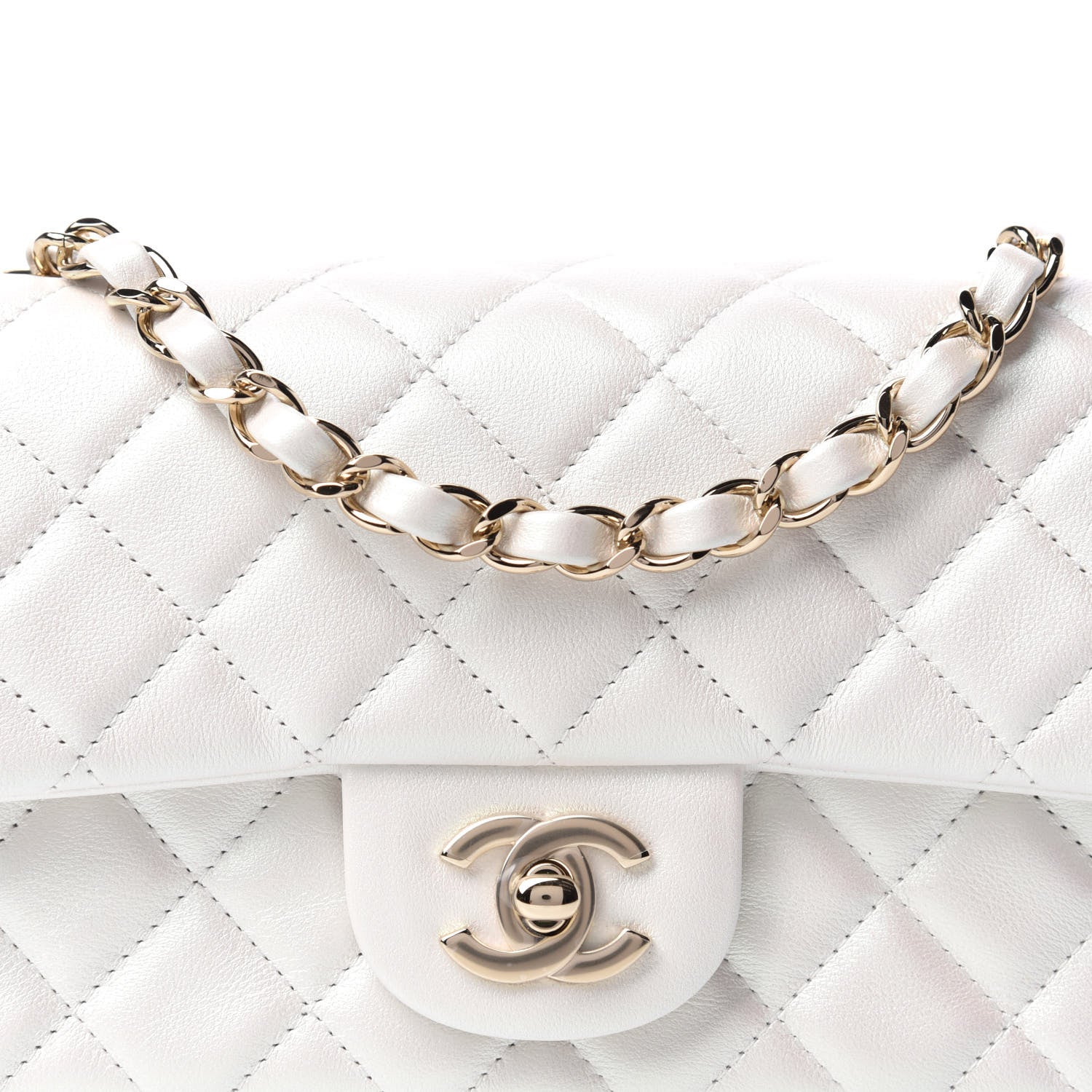 Chanel Iridescent Calfskin Quilted Mini Rectangular Flap White 10 of 11