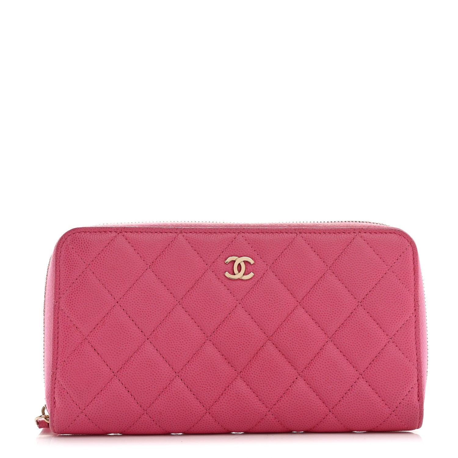 Chanel Caviar Quilted Large Gusset Zip Around Wallet Pink 1 of 9