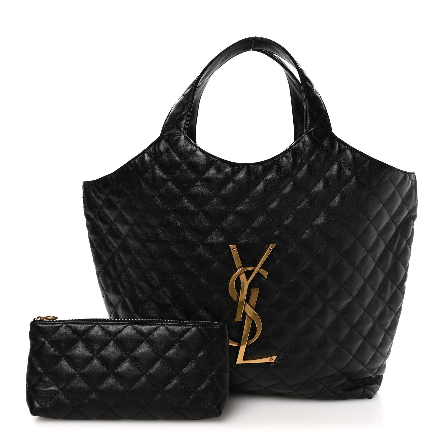 Saint Laurent Lambskin Quilted Maxi Icare Shopping Tote Black 2 of 10