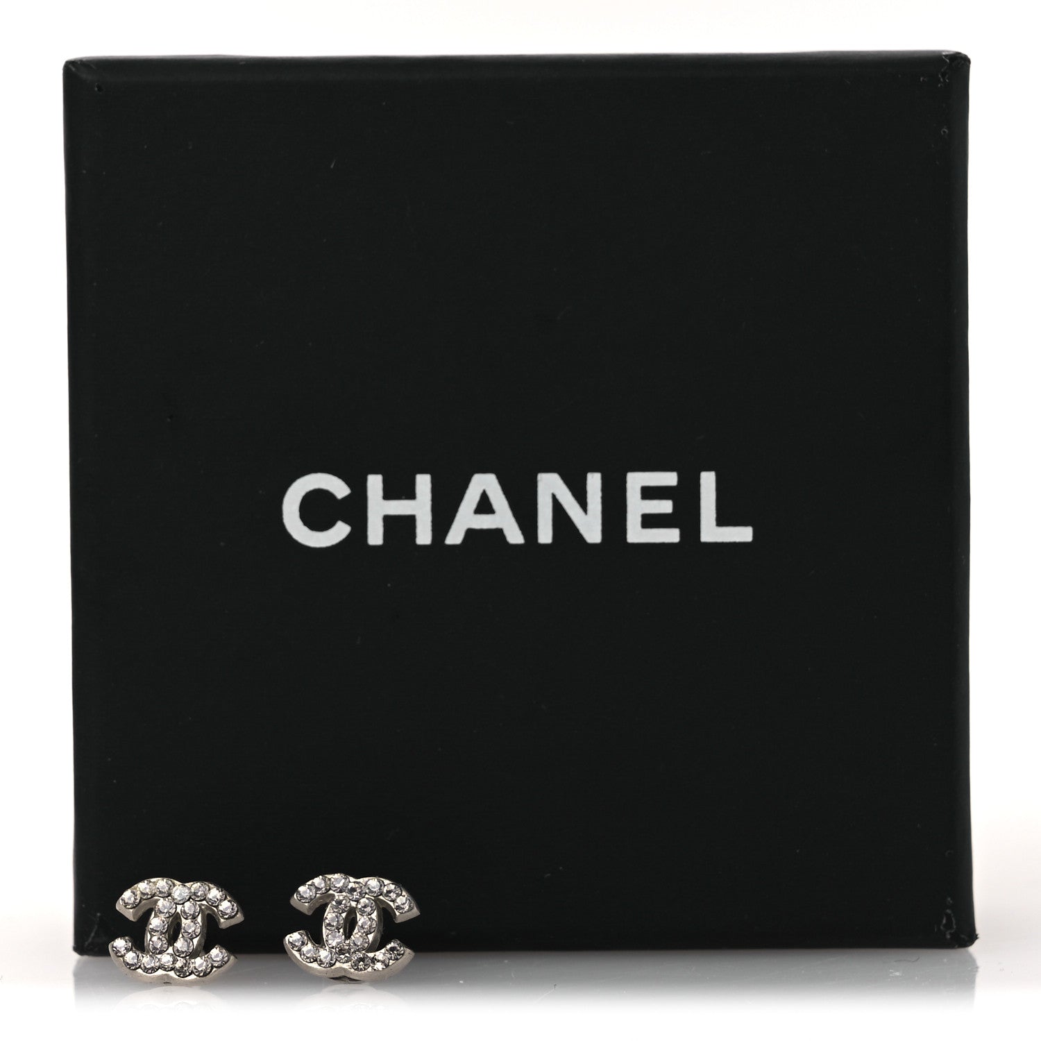 Chanel Crystal Mini Timeless CC Earrings Silver 5 of 5
