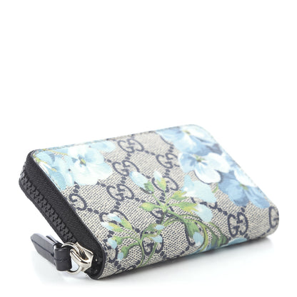 Gucci GG Supreme Monogram Blooms Zip Around Card Case Wallet Beige Blue Navy 3 of 5