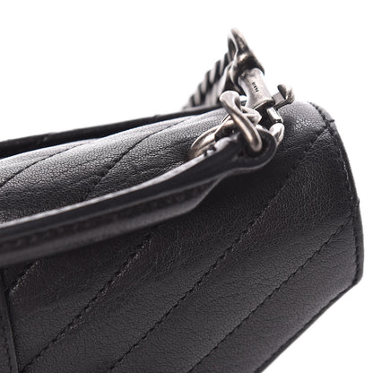 Saint Laurent Sheepskin Matelasse Chevron Monogram College Chain Wallet Black 8 of 14