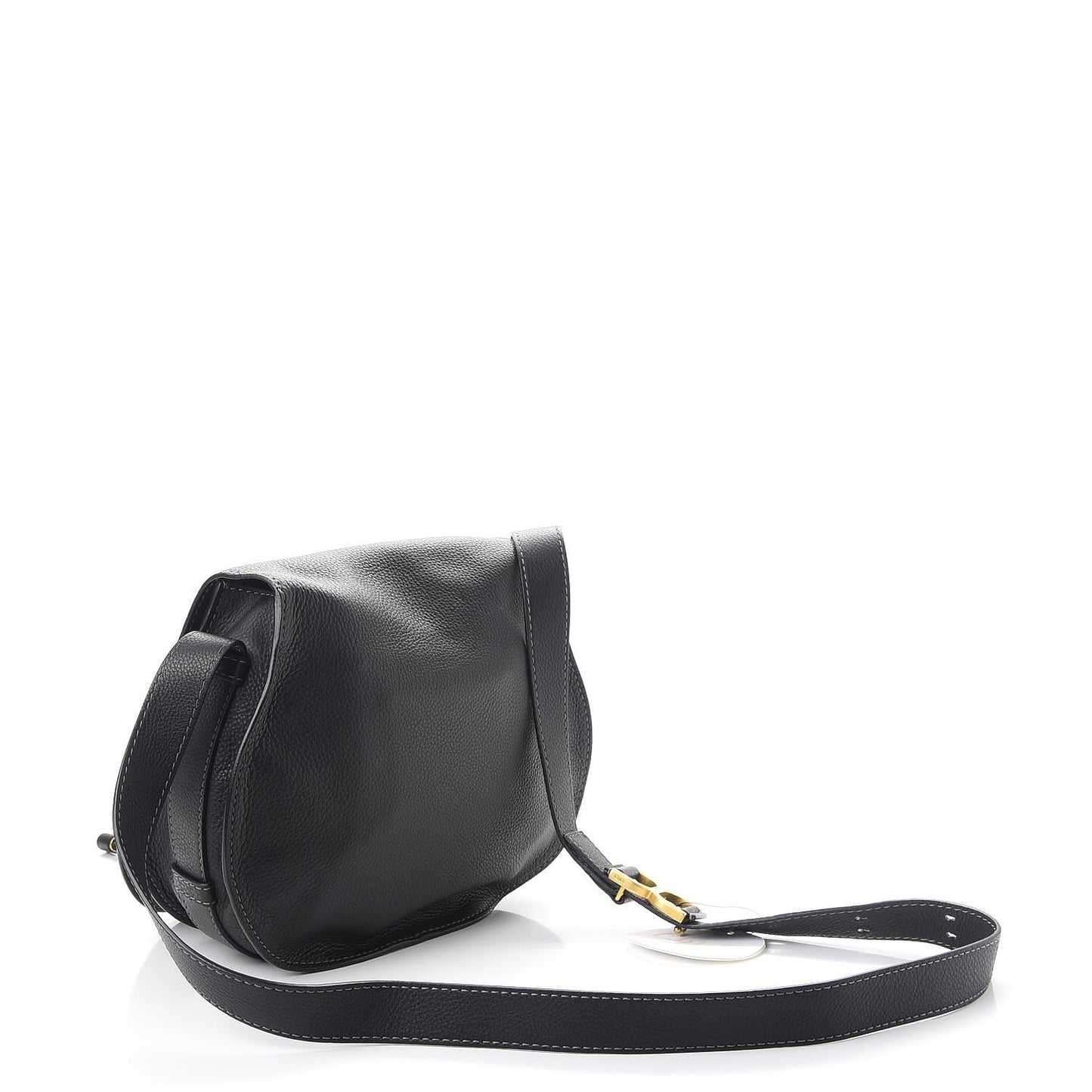 Calfskin Medium Marcie Round Crossbody Bag Black
