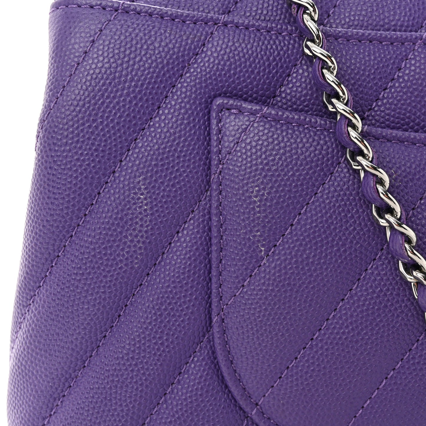 Caviar Chevron Quilted Mini Coco Handle Flap Purple