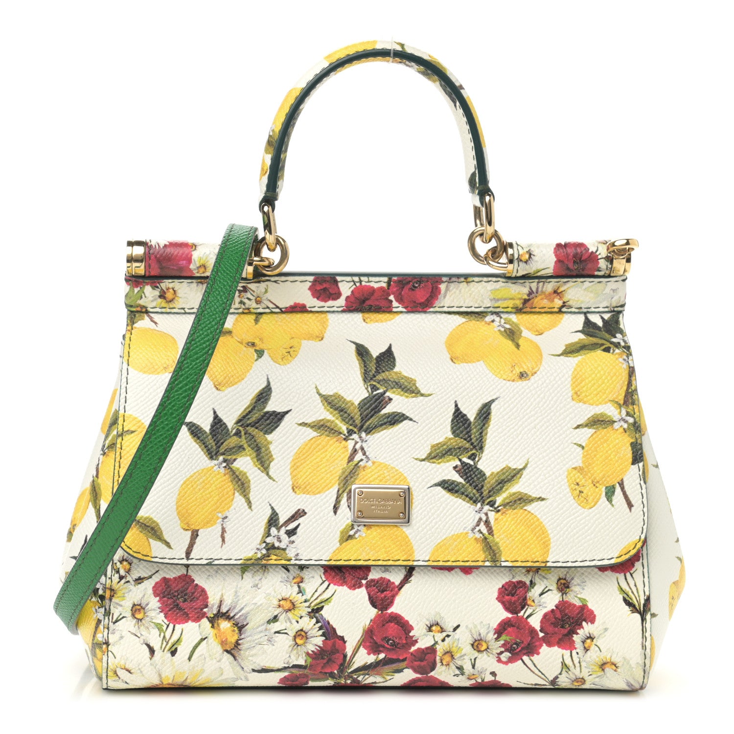 Dolce & Gabbana Dauphine Lemon Print Small Miss Sicily Satchel White 1 of 15