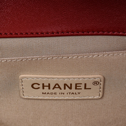 Chanel Lambskin Chevron Chain Stitched Medium Boy Flap Red 6 of 7