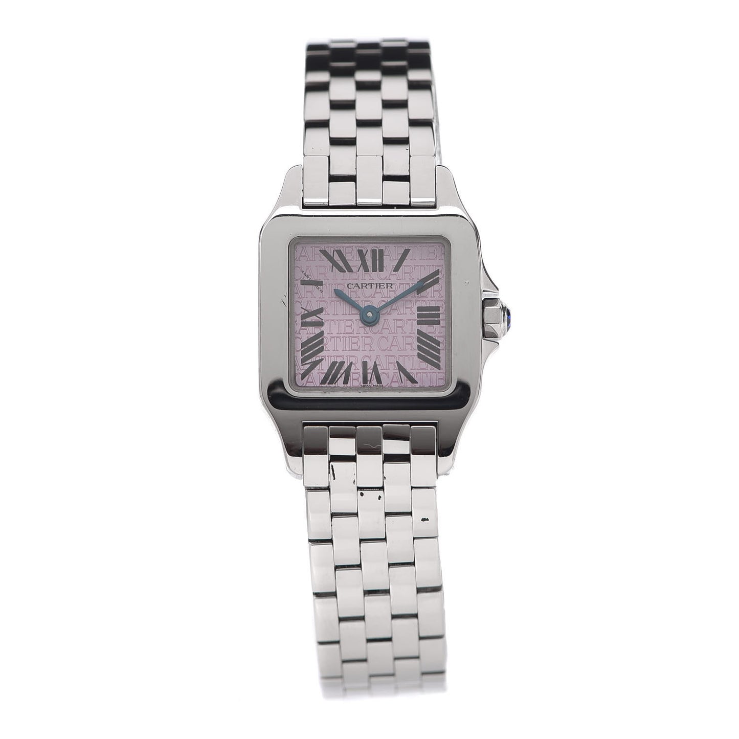 Stainless Steel Pink Mother of Pearl 20mm Santos Demoiselle Quartz Watch