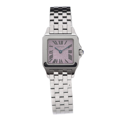 Cartier Stainless Steel Pink Mother of Pearl 20mm Santos Demoiselle Quartz Watch 1 of 5