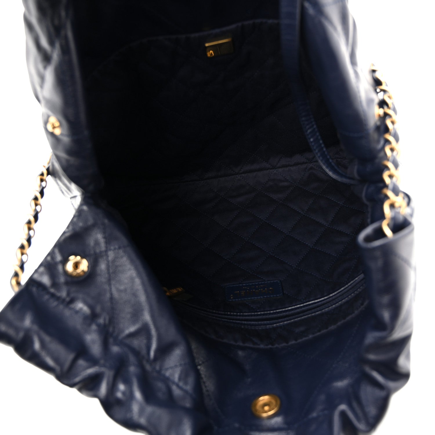 Chanel Shiny Calfskin Quilted Small Chanel 22 Navy 6 of 11