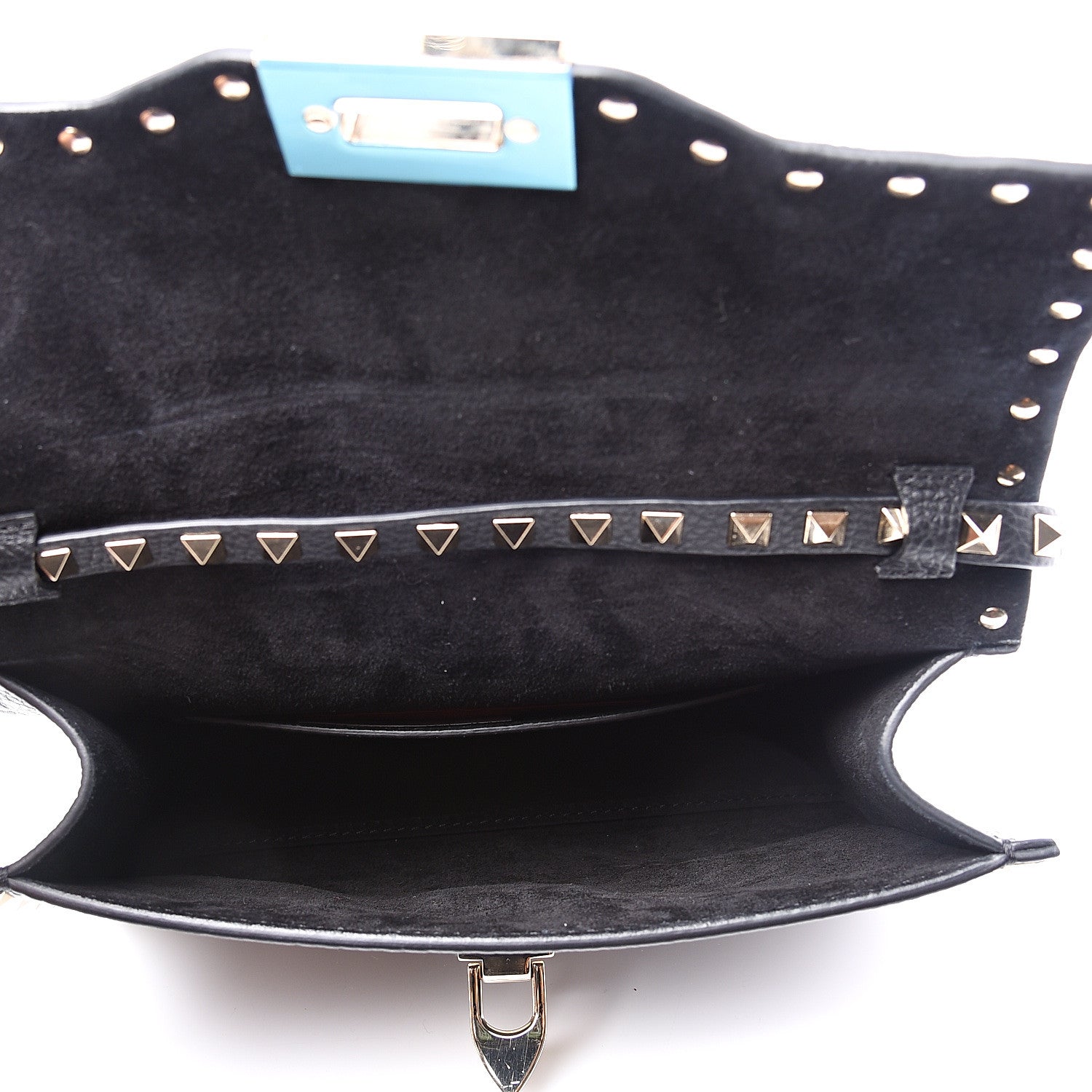 Valentino Garavani Pebbled Calfskin Medium Rockstud Flip Lock Crossbody Bag Black 4 of 10