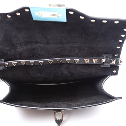 Valentino Garavani Pebbled Calfskin Medium Rockstud Flip Lock Crossbody Bag Black 4 of 10