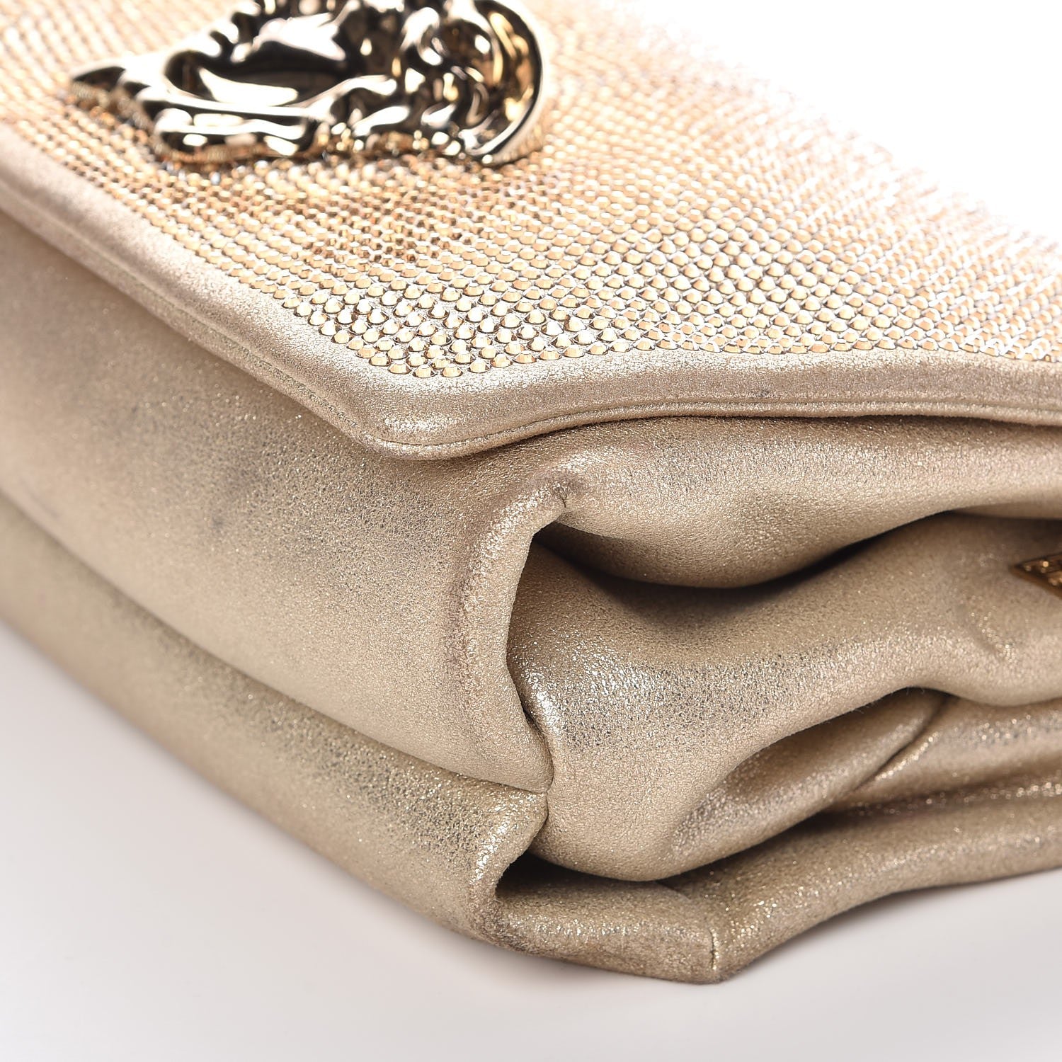 Versace Suede Crystal Medusa Sultan Evening Bag Gold 10 of 10