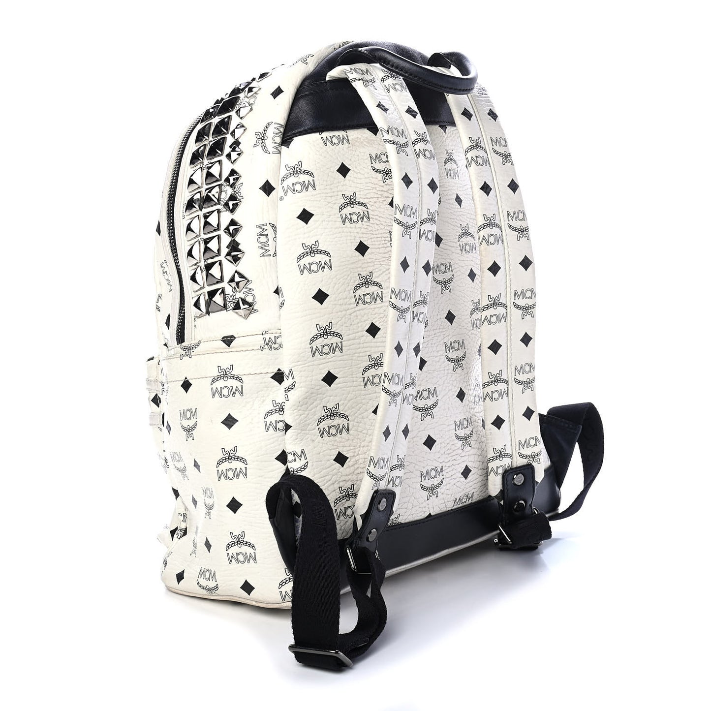 Visetos Medium Side Stud Stark Backpack White