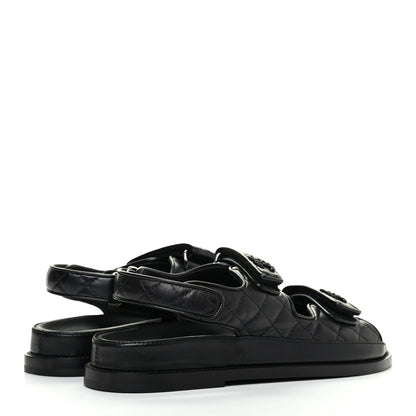 Chanel Lambskin Quilted Velcro Dad Sandals 38.5 So Black 4 of 9