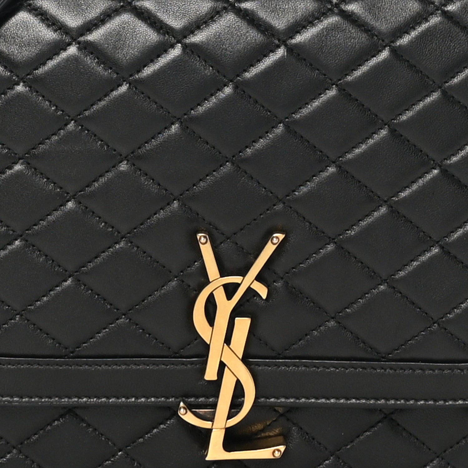 Saint Laurent Lambskin Quilted Monogram Medium Solferino Satchel Black 10 of 12