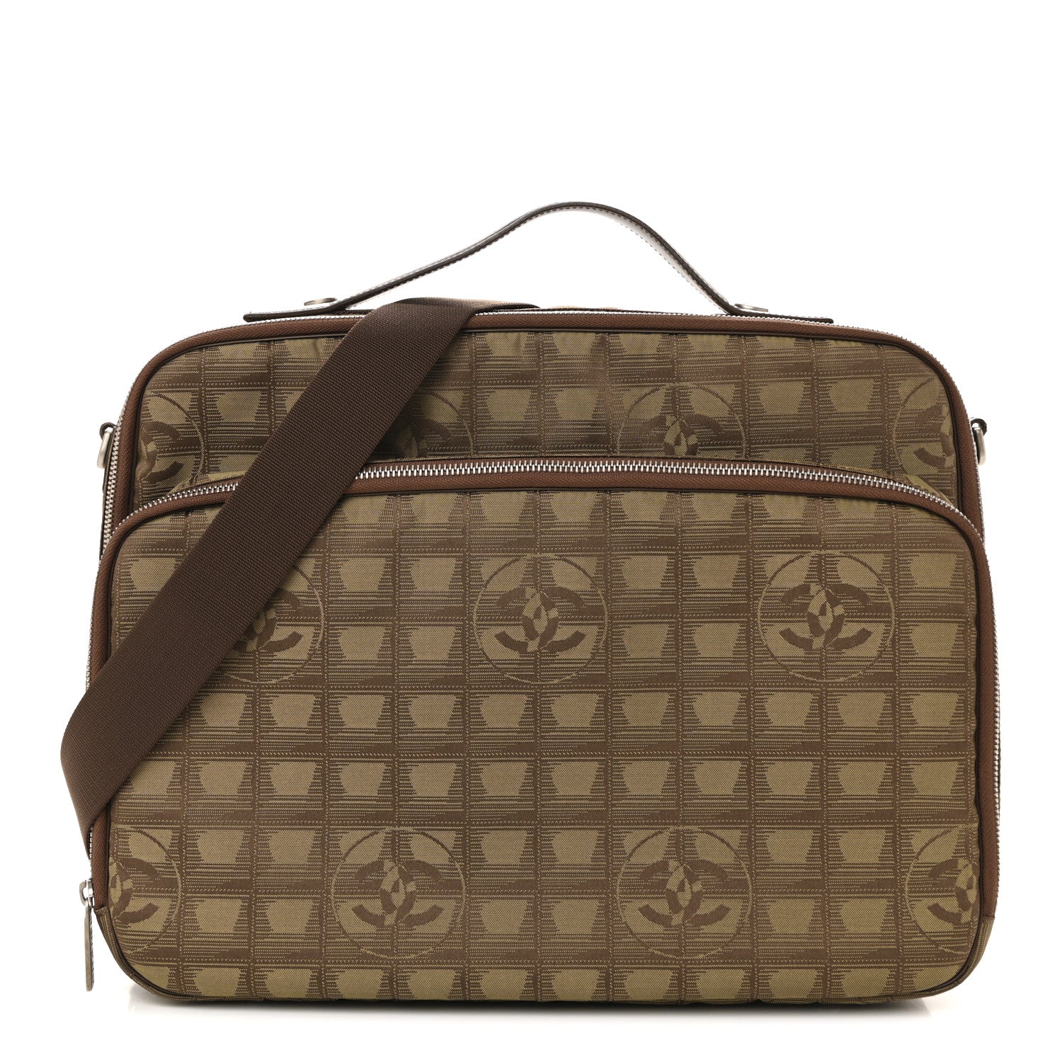 Chanel Nylon Travel Laptop Briefcase Khaki 1 of 16