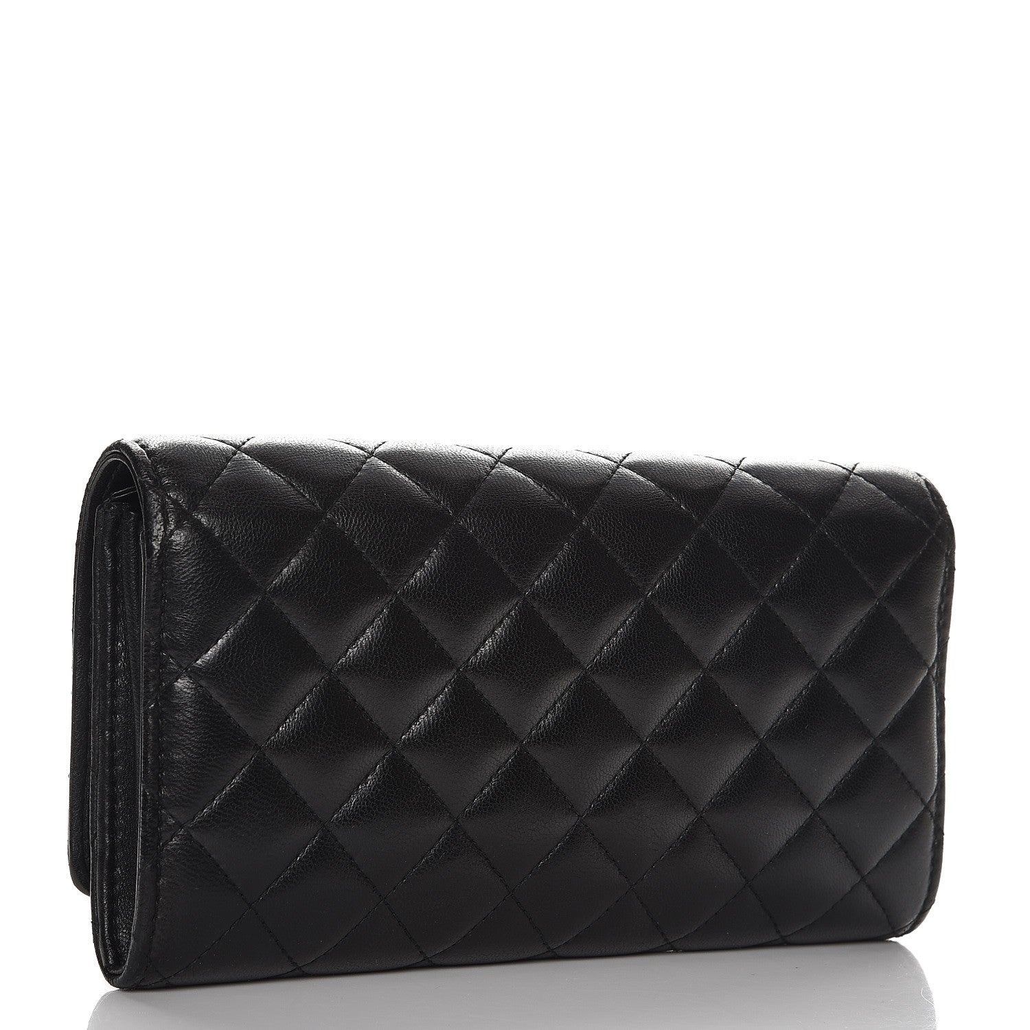 Chanel Lambskin Quilted Large Diamond CC Flap Wallet Black 3 of 9