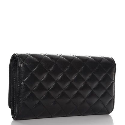 Chanel Lambskin Quilted Large Diamond CC Flap Wallet Black 3 of 9