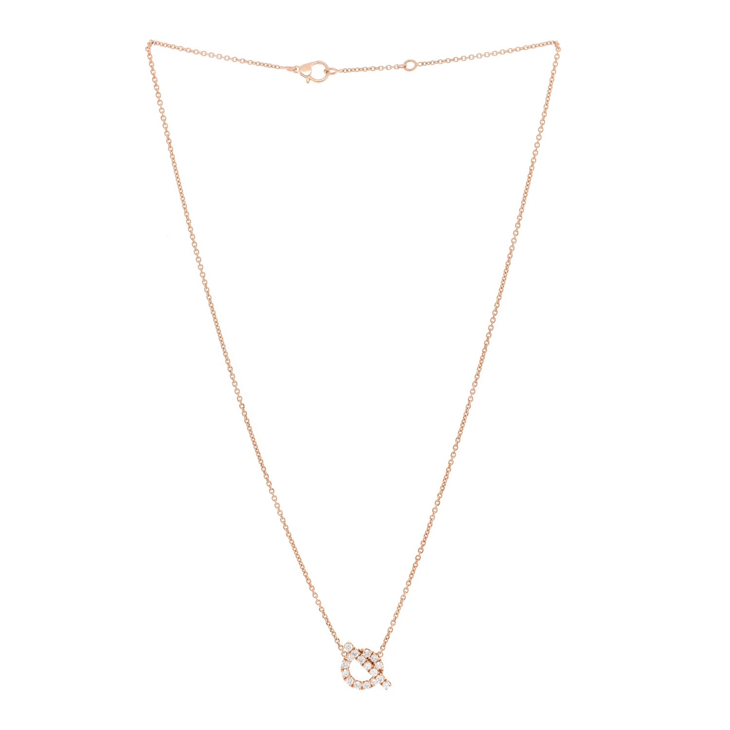 Hermes 18K Rose Gold Diamond Finesse Pendant Necklace 2 of 5