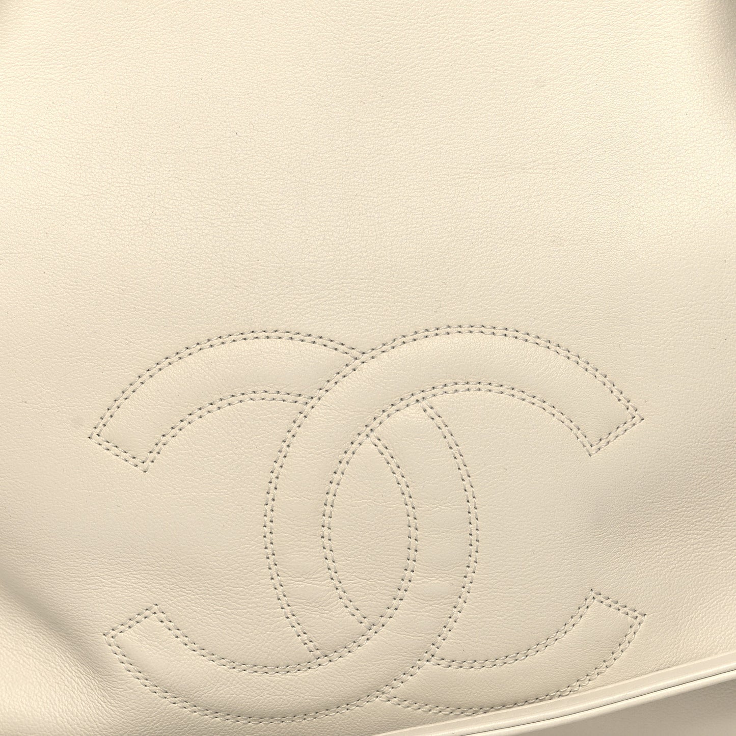 Calfskin CC Zipped Shopping Tote White