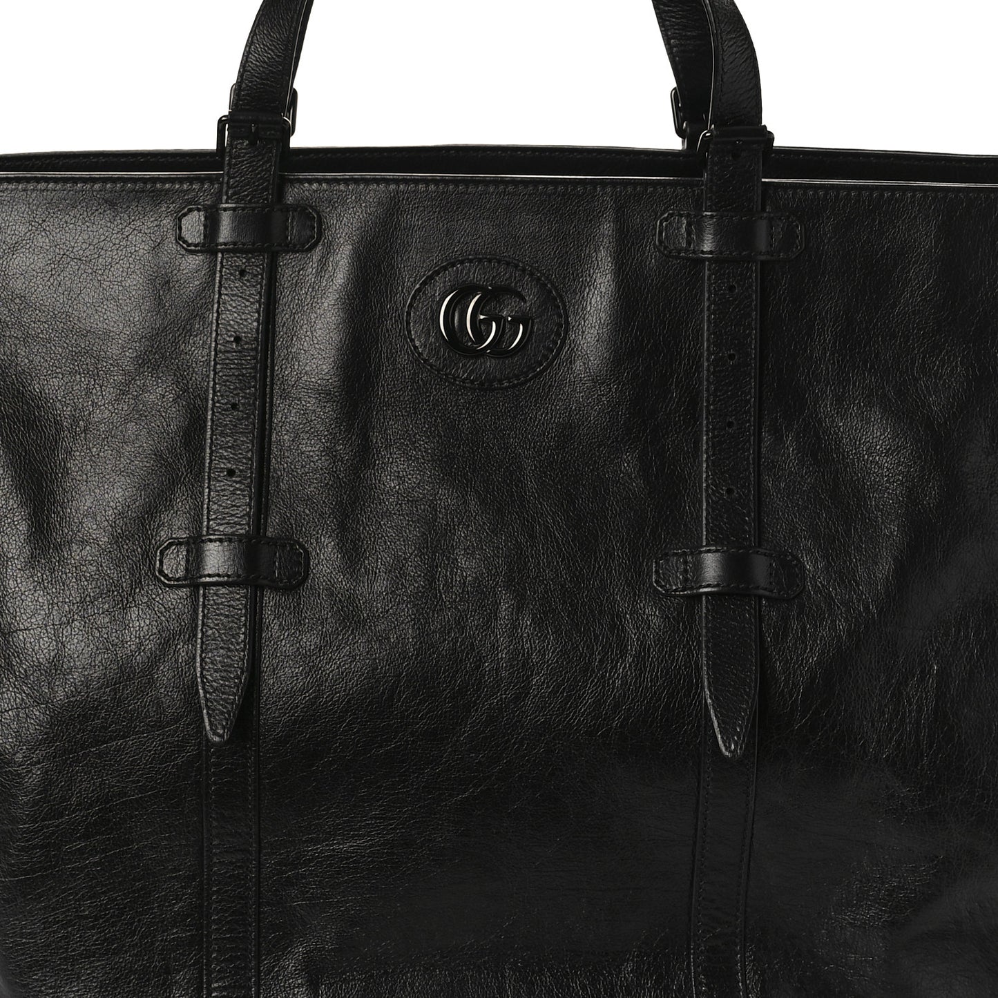 Calfskin Monochrome Medium Double G Tote Bag Black