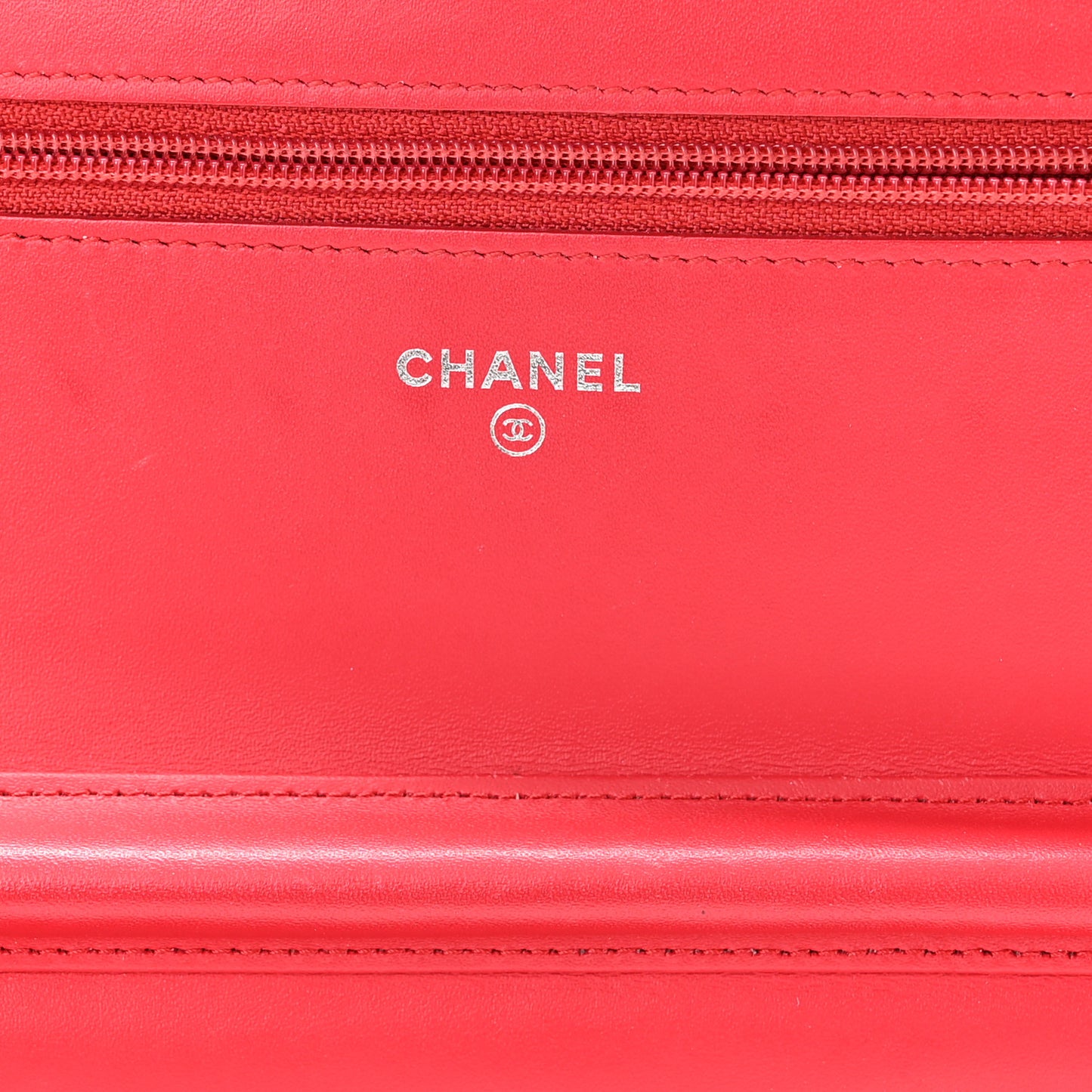 Patent Calfskin Quilted Boy Wallet On Chain WOC Red