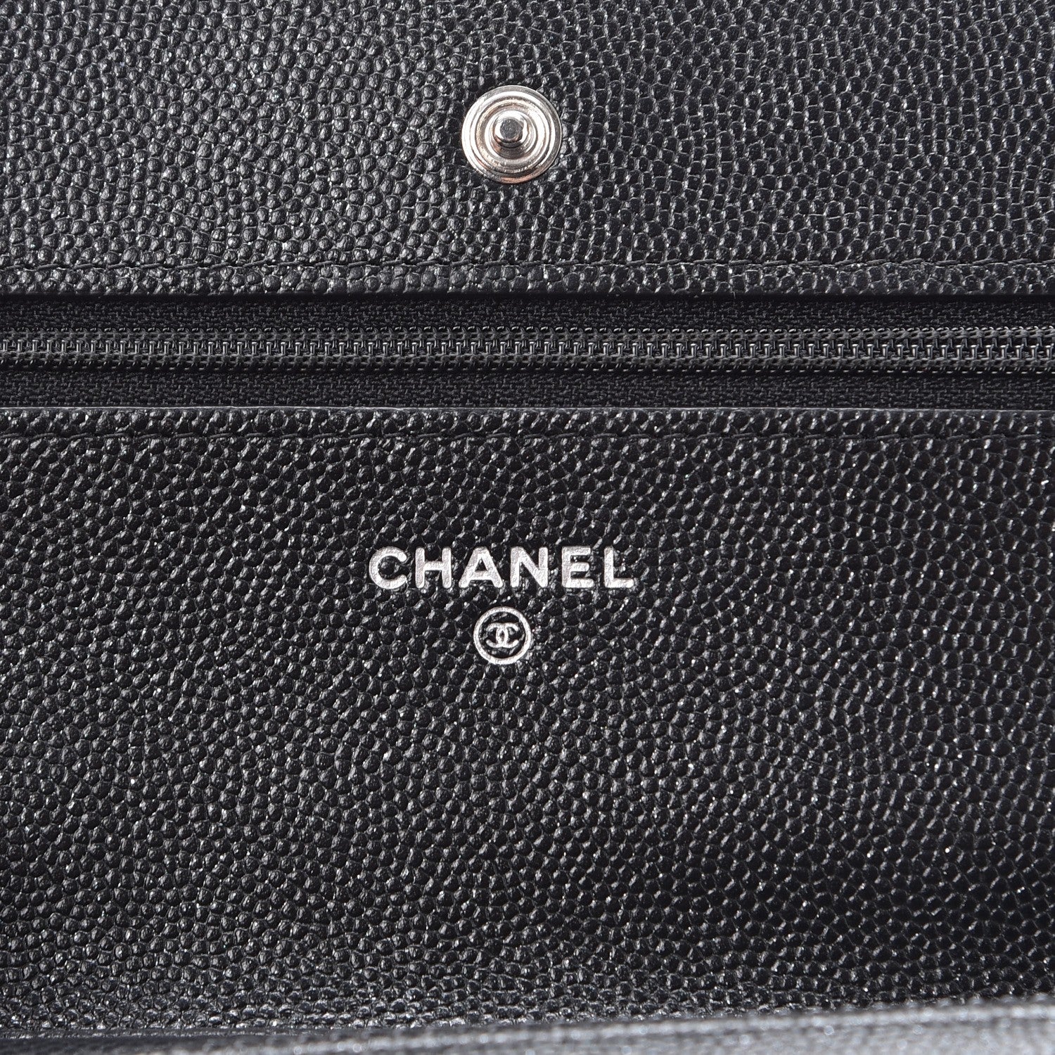 Chanel Metallic Caviar Quilted Wallet On Chain WOC Black 6 of 9