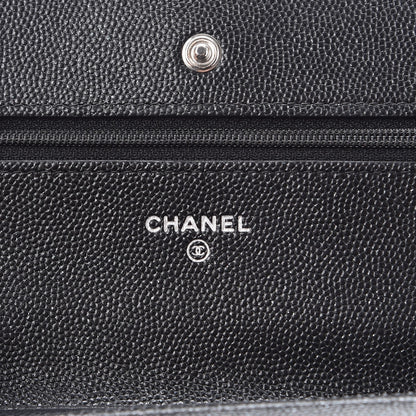 Chanel Metallic Caviar Quilted Wallet On Chain WOC Black 6 of 9