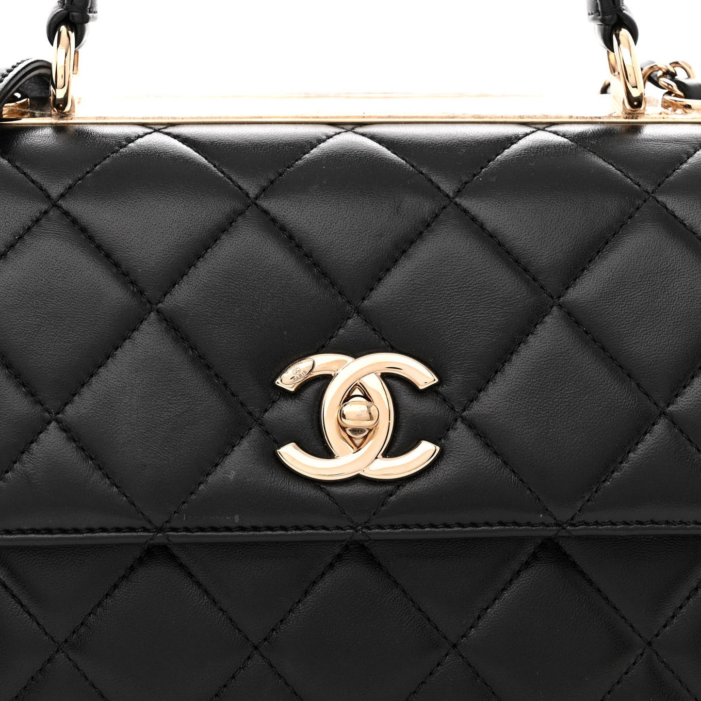 Lambskin Quilted Small Trendy CC Dual Handle Flap Bag Black