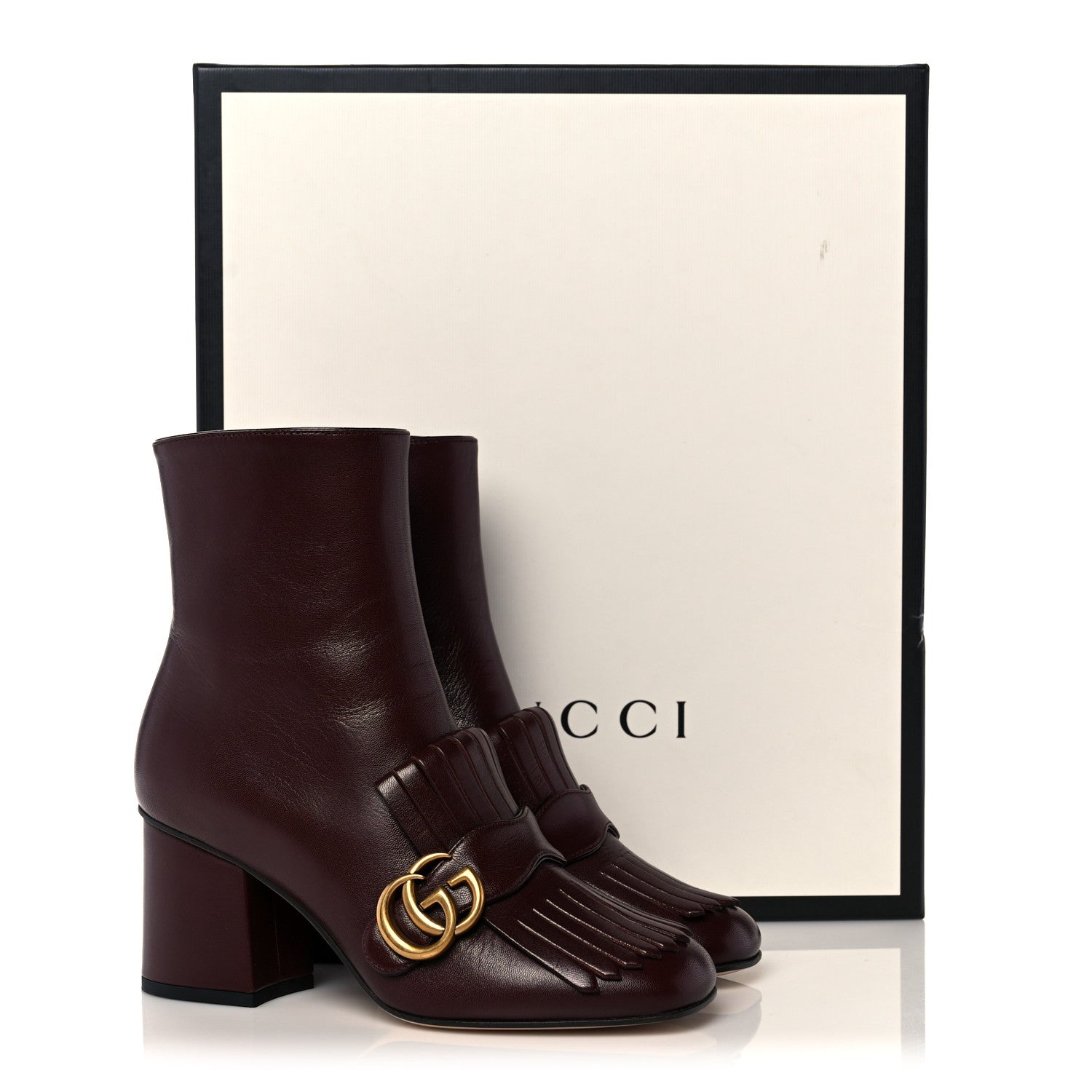 Gucci Malaga Kid GG Marmont Fringe 75mm Ankle Boots 36 Vintage Bordeaux 11 of 11