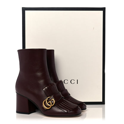 Gucci Malaga Kid GG Marmont Fringe 75mm Ankle Boots 36 Vintage Bordeaux 11 of 11
