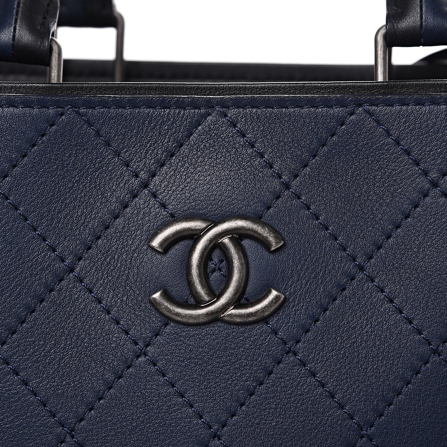 Bullskin Stitched Large Bi-Color Shopping Tote Blue