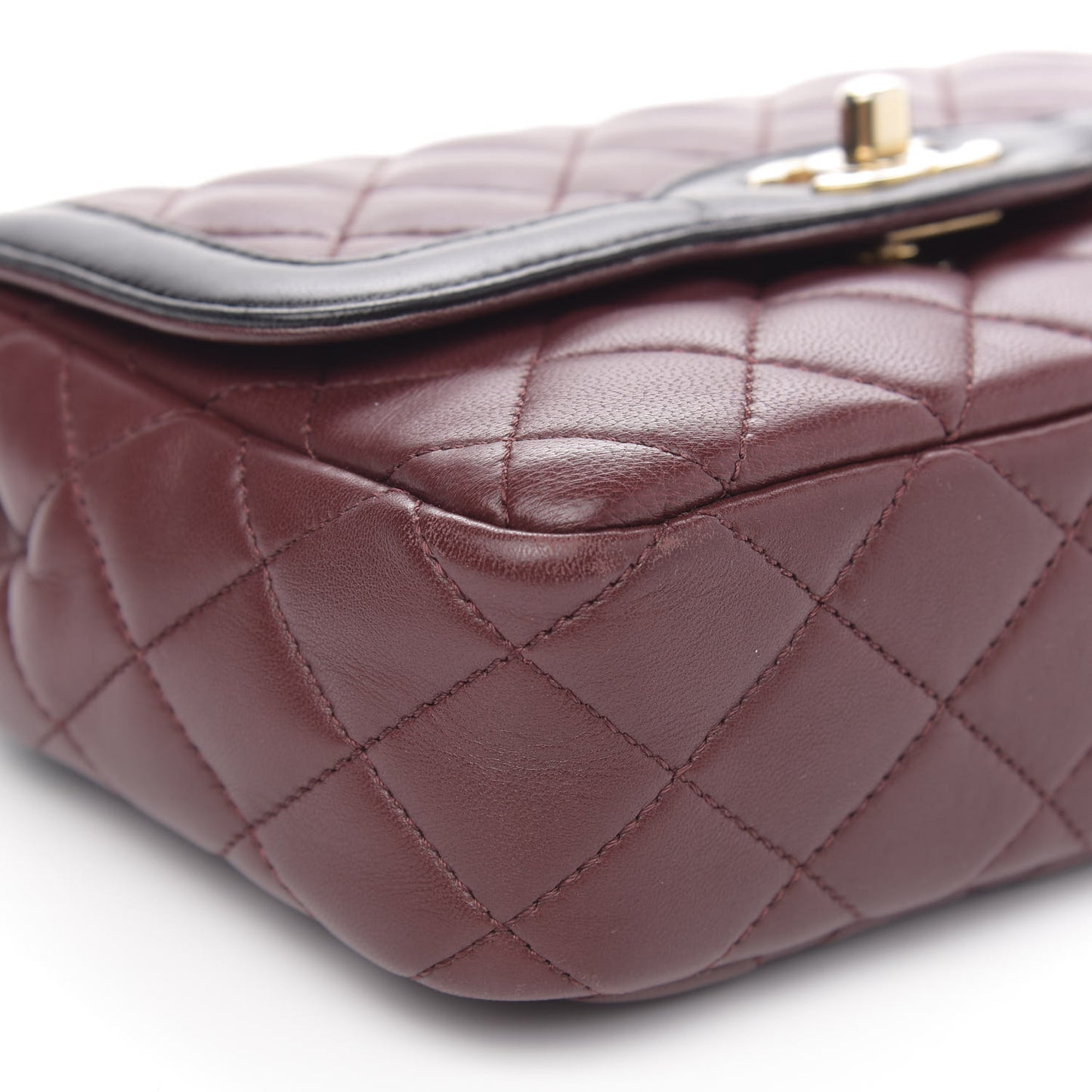 Lambskin Quilted Mini Two Tone Day Flap Burgundy